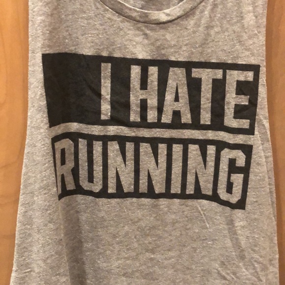 New Victoria’s Secret Pink I hate running graphic striped cut off tank top - Picture 2 of 4